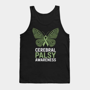 Butterfly Cerebral Palsy Awareness CP Green Ribbon Support Tank Top